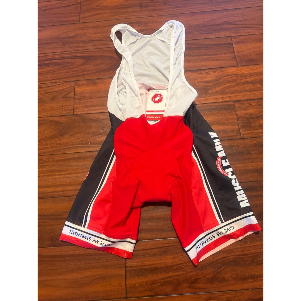 Castelli Muscle Milk Team Bibshort KISS Pad Cycling Shorts Red XL L0216 NEW